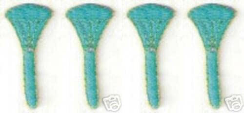 4 Pack Turquoise Golf Tee Embroidered Iron-On Applique Patches 1.5 Inch - Perfect for DIY Jackets, Hats, Bags & Golf Accessories Customization