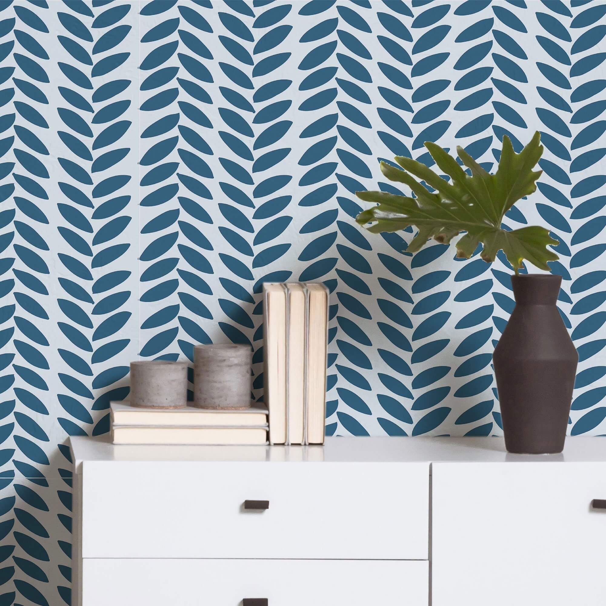Blue Modern Basic Peel and Stick Removable Wallpaper - Self-Adhesive Decorative Wall Covering for Bedroom, Living Room, Nursery & Office Decor