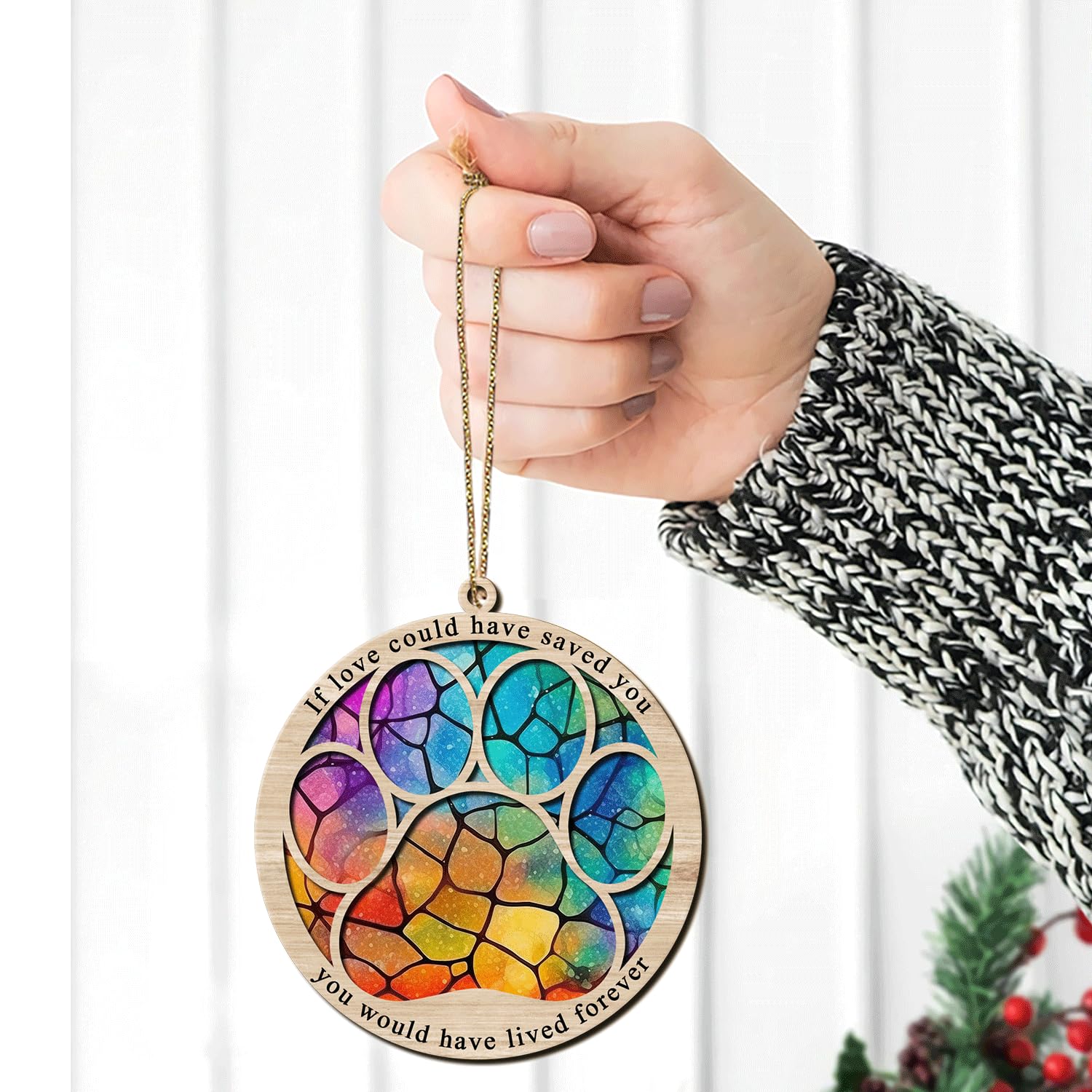 Pet Memorial Suncatcher - Sympathy Gift for Lost Dog or Cat - Perfect for Christmas Remembrance