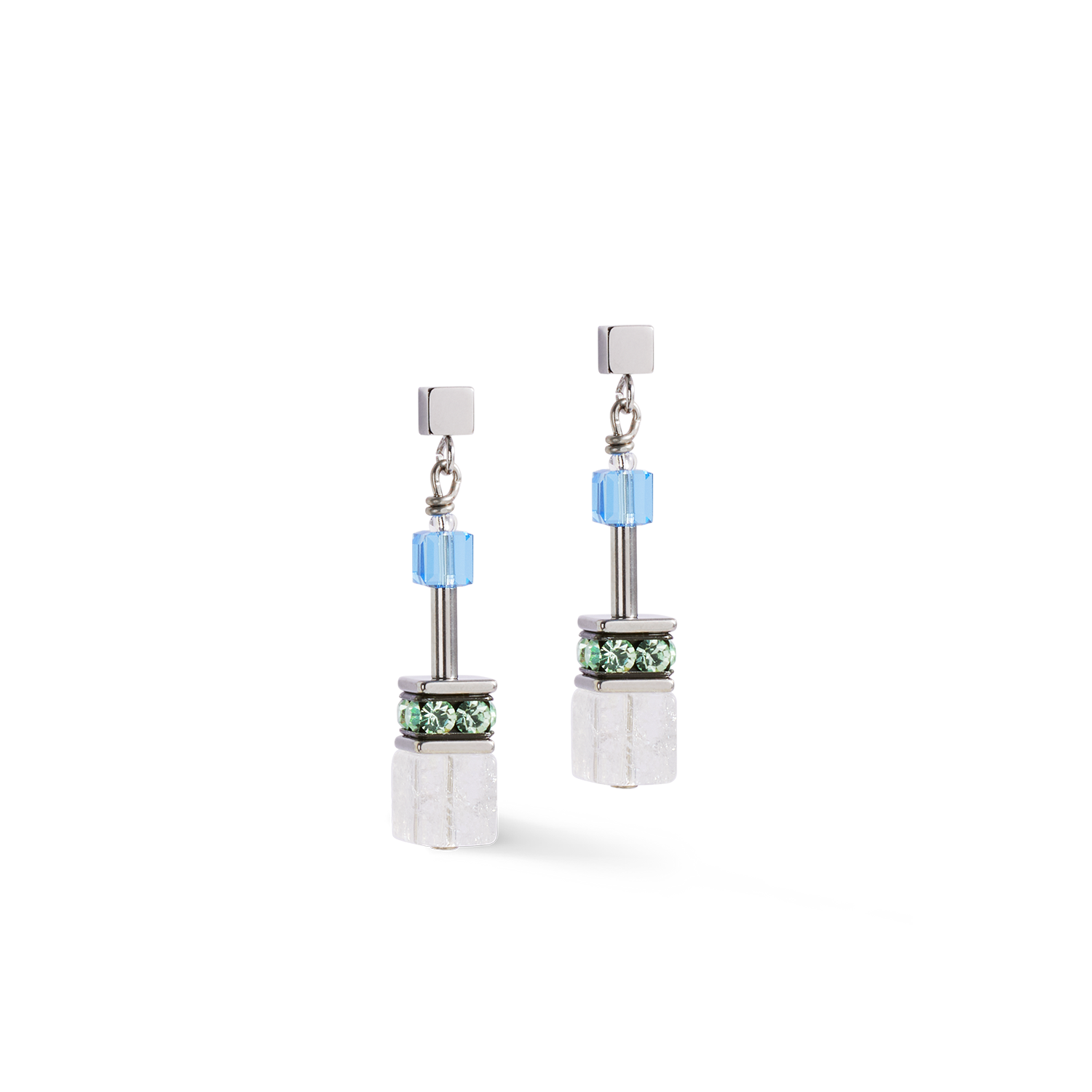 GeoCUBE® Iconic Precious Aqua Green Earrings - Elegant Jewelry for Women, Perfect for Parties, Weddings & Special Occasions