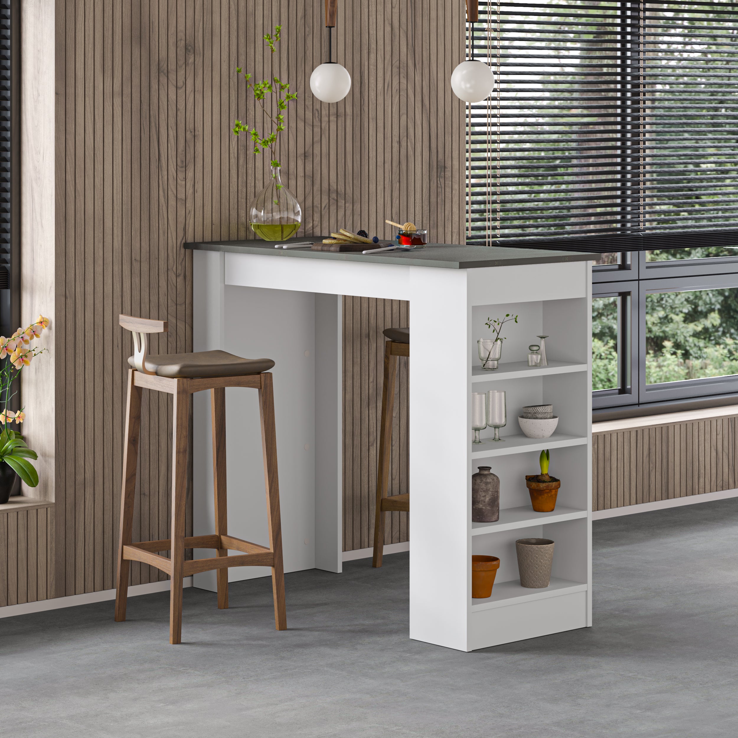 YOKO Modern Bar Table - 36 Inch Height Counter Table for Kitchen, Dining & Outdoor - Sturdy Metal Frame & Wooden Top - Perfect for Small Spaces, Apartments & Patios