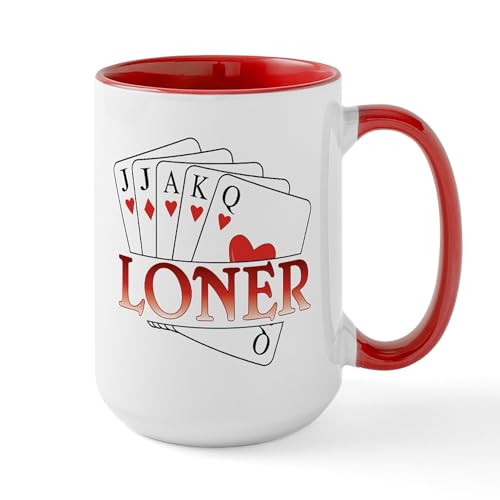 White/Red Inside - Euchre Loner Large Mug
