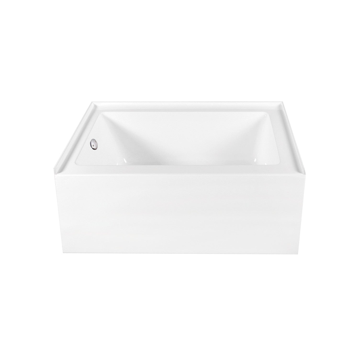 Aqua Eden 60 Inch Acrylic Rectangular 3 Wall Alcove Bathtub - Left Hand Drain, Glossy White with Brushed Nickel Finish | Perfect for Modern Bathroom Renovations & Spa-Like Retreats