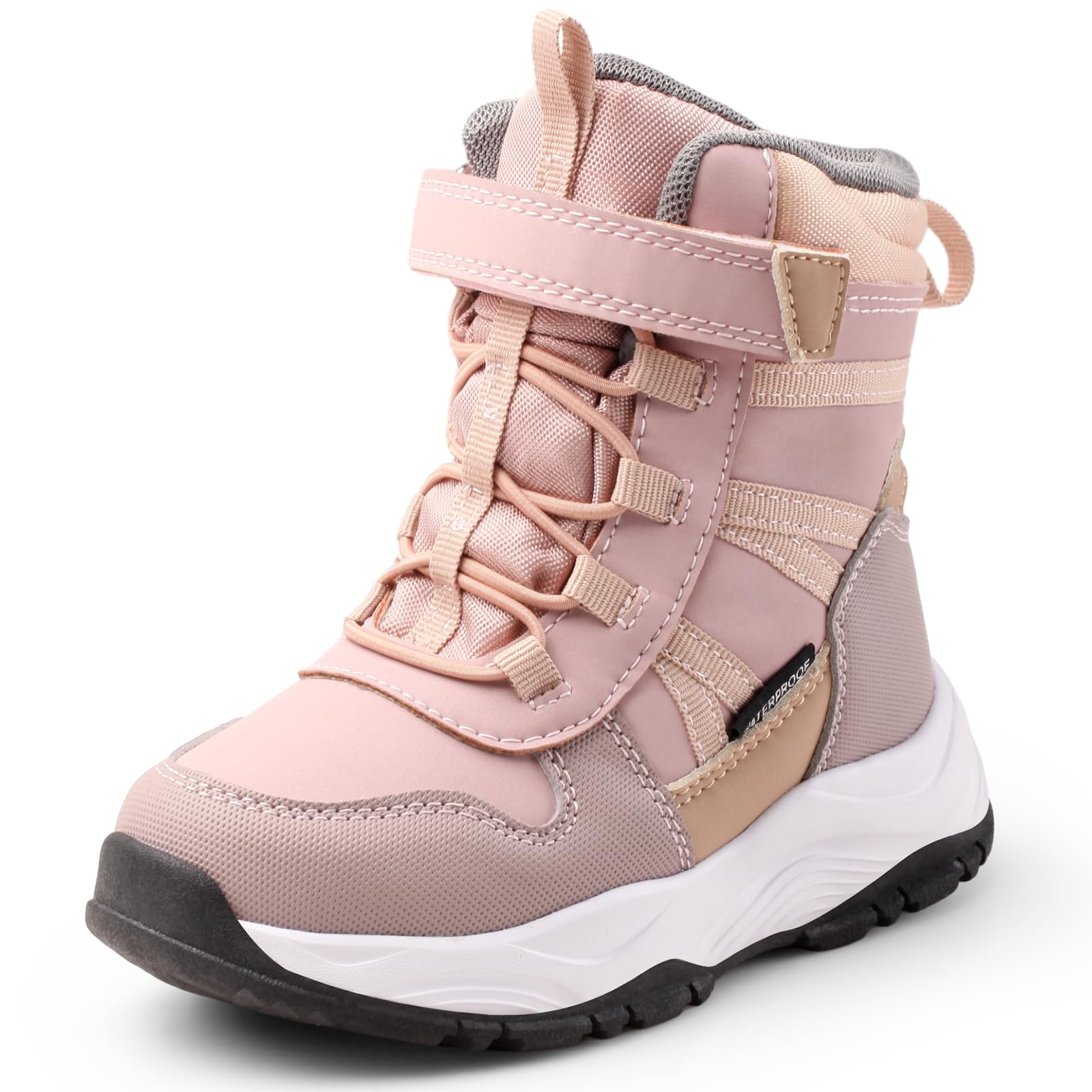 PUBOOM Kids Waterproof Hiking Boots for Boys & Girls - Non-Slip Outdoor Trekking Shoes with Breathable Design - Perfect for Hiking, Camping, and School Activities
