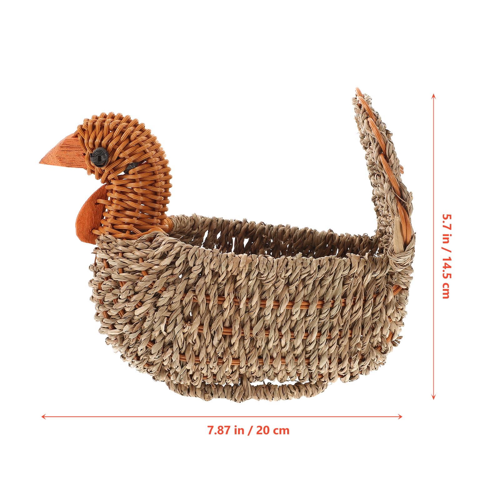 Handmade Woven Turkey-Shaped Wicker Storage Basket - Multifunctional Laundry Organizer for Fruits, Vegetables, Toys & Magazines (Light Grey) | Perfect for Home Decor, Kitchen Organization & Holiday Decorations