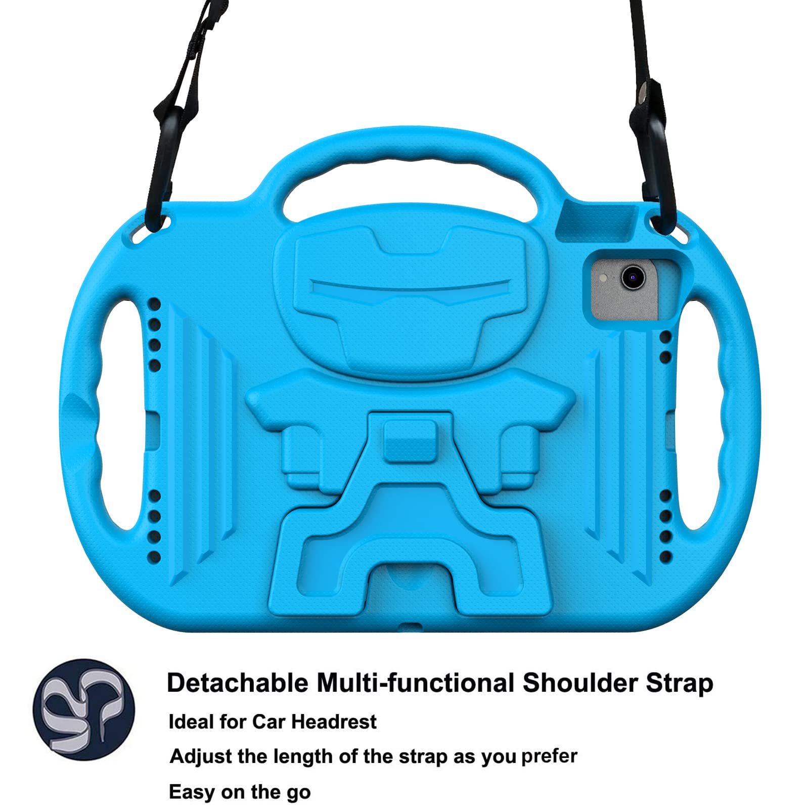 LTROP Shockproof Kids Case for iPad Air 6th Gen (11-inch 2024) & iPad Air 5th/4th Gen & iPad Pro 11 - Durable Protective Cover with Adjustable Shoulder Strap, Handle & Stand for 10.9-11 inch Tablets - Perfect for School, Travel & Home Use - Blue