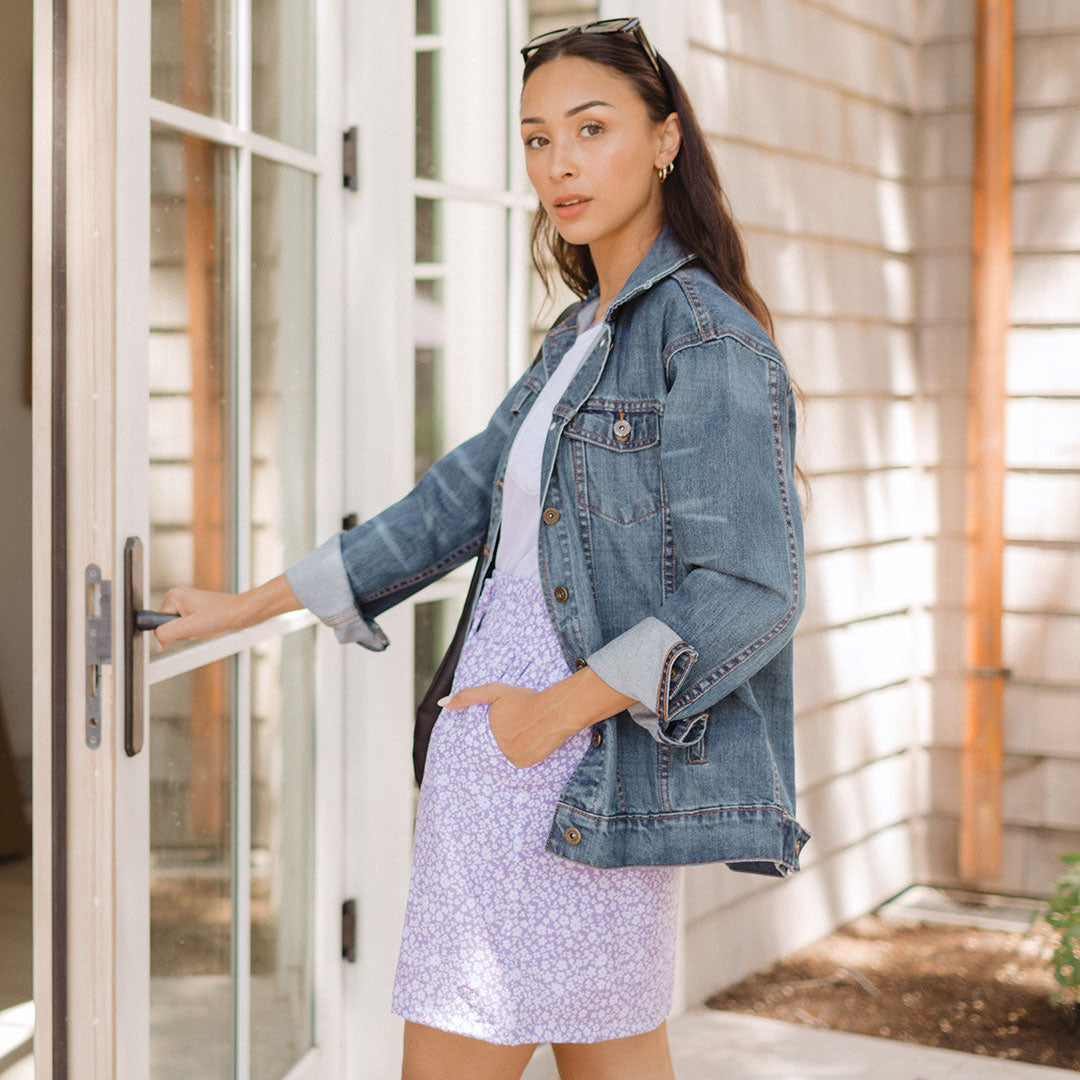 Cher Skirt for Women - Elegant Lilac Floral Midi Skirt with Side Slit | Perfect for Summer Outfits, Beach Vacations & Date Nights
