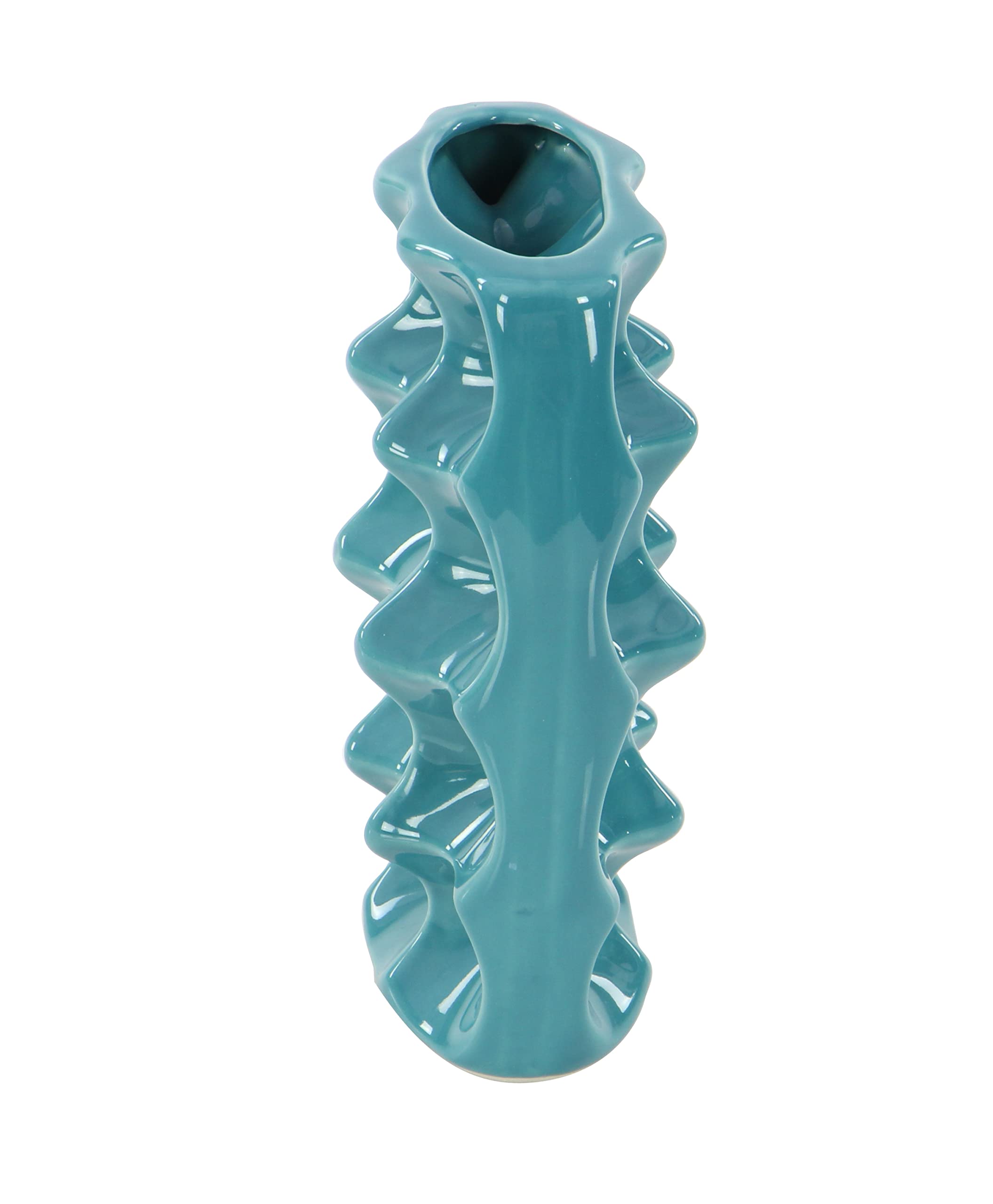 Deco 79 Ceramic Vase Set of 3 - Blue Handcrafted Home Decor Centerpiece with Unique Patterns (5
