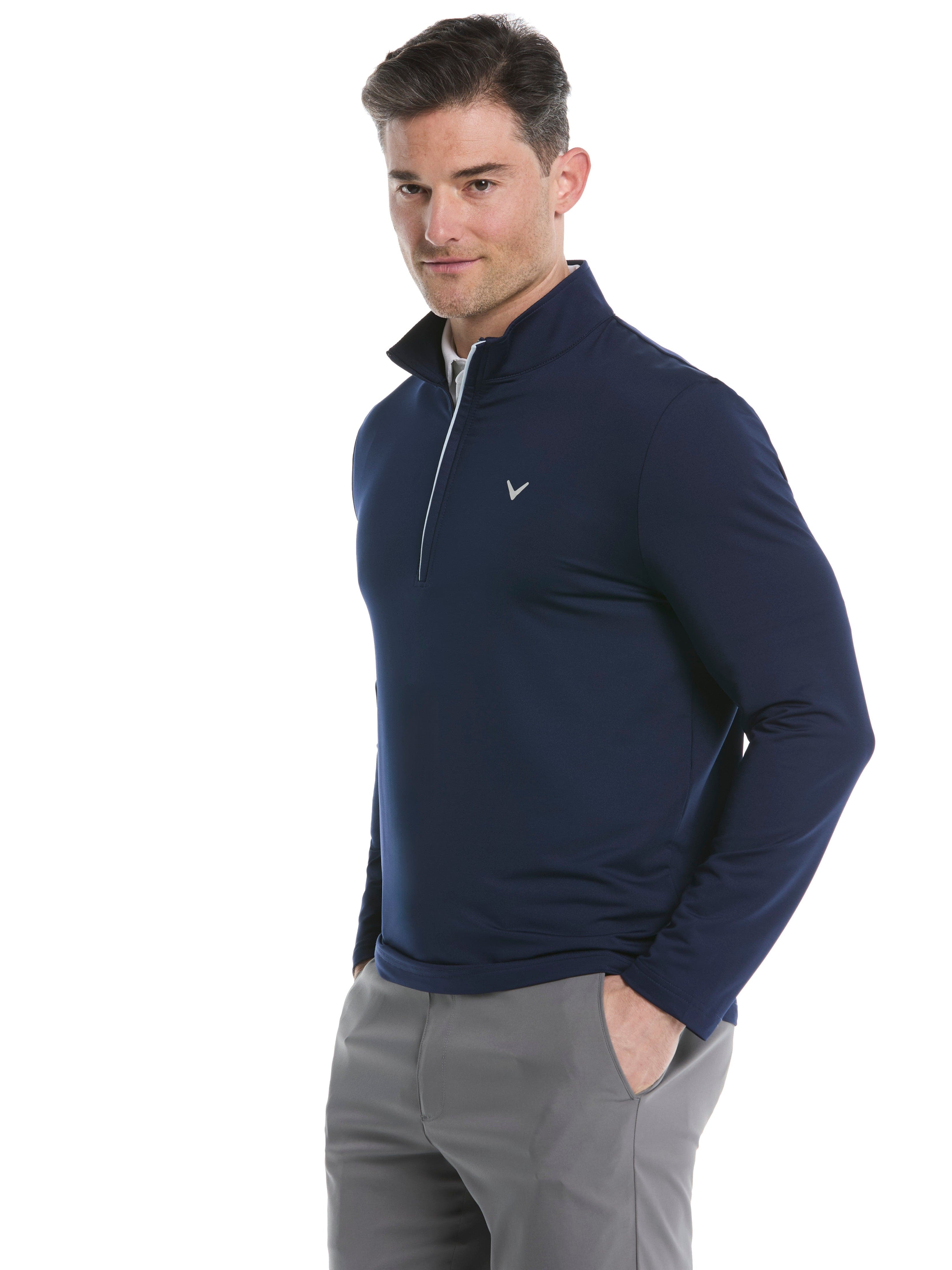 Men's Solid Color 1/4 Zip Pullover Sweatshirt - Lightweight Casual Knit Top for Outdoor Activities & Layering