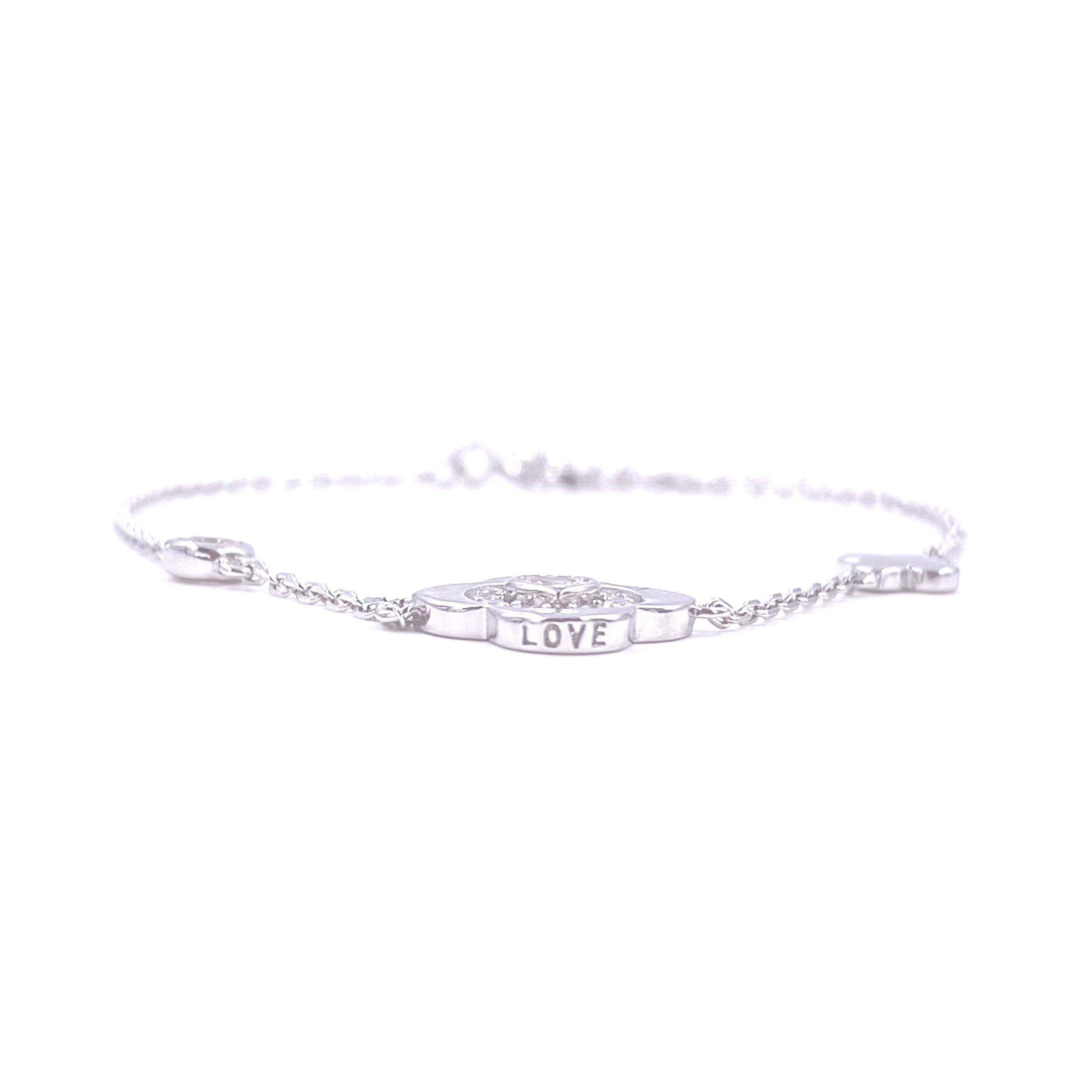 Ashley Gold Sterling Silver Clover CZ Design Link Bracelet - Elegant 925 Silver Jewelry for Women - Perfect for Parties, Weddings & Everyday Wear