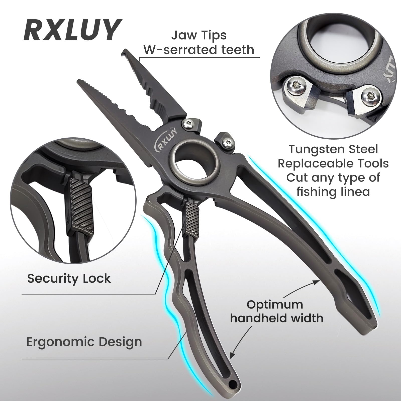 Premium Titanium Fishing Pliers - Saltwater Fishing Gear with Tungsten Cutters & Split Ring Hook Remover | Knot Tying Tool with Lanyard | Ideal for Ice Fishing, Sea Fishing & Gifts for Men | Perfect for Anglers & Outdoor Enthusiasts