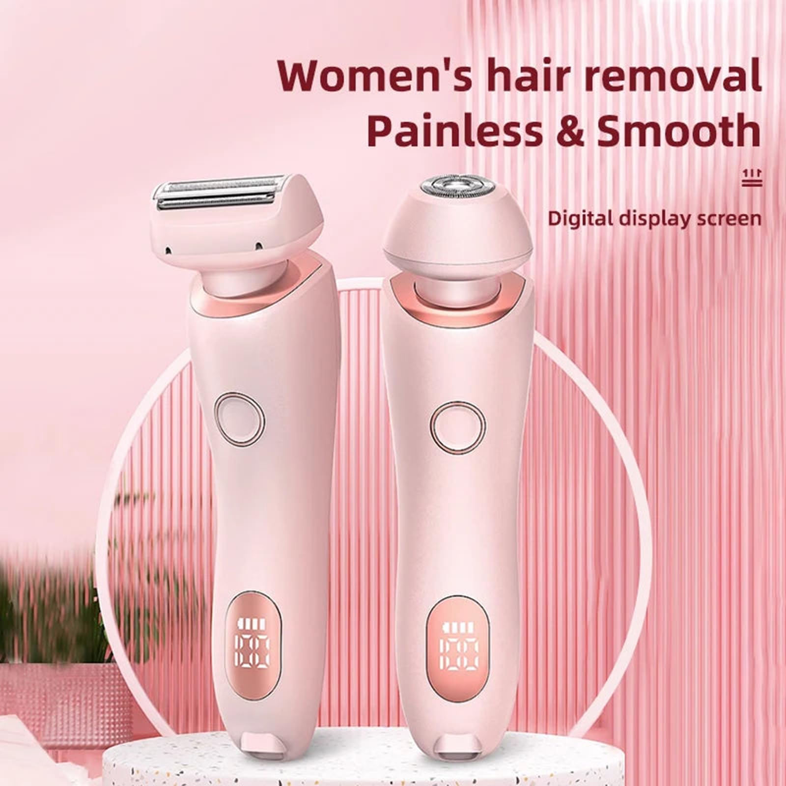 Livora Silkglide Pro 2-in-1 Waterproof Electric Shaver for Women - Pink Wet/Dry Bikini & Body Hair Trimmer - Smooth Shaving for Legs, Underarms & Pubic Area - Perfect for Travel & Shower Use