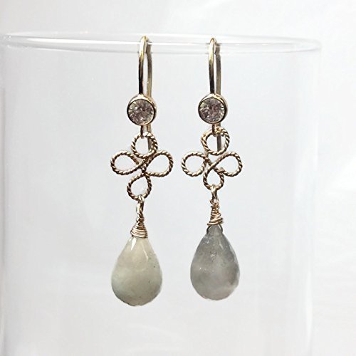 Natural White Sapphire Teardrop Earrings | Handmade Fine Jewelry Gift for Women | Elegant Dangle Earrings for Wedding, Anniversary & Special Occasions