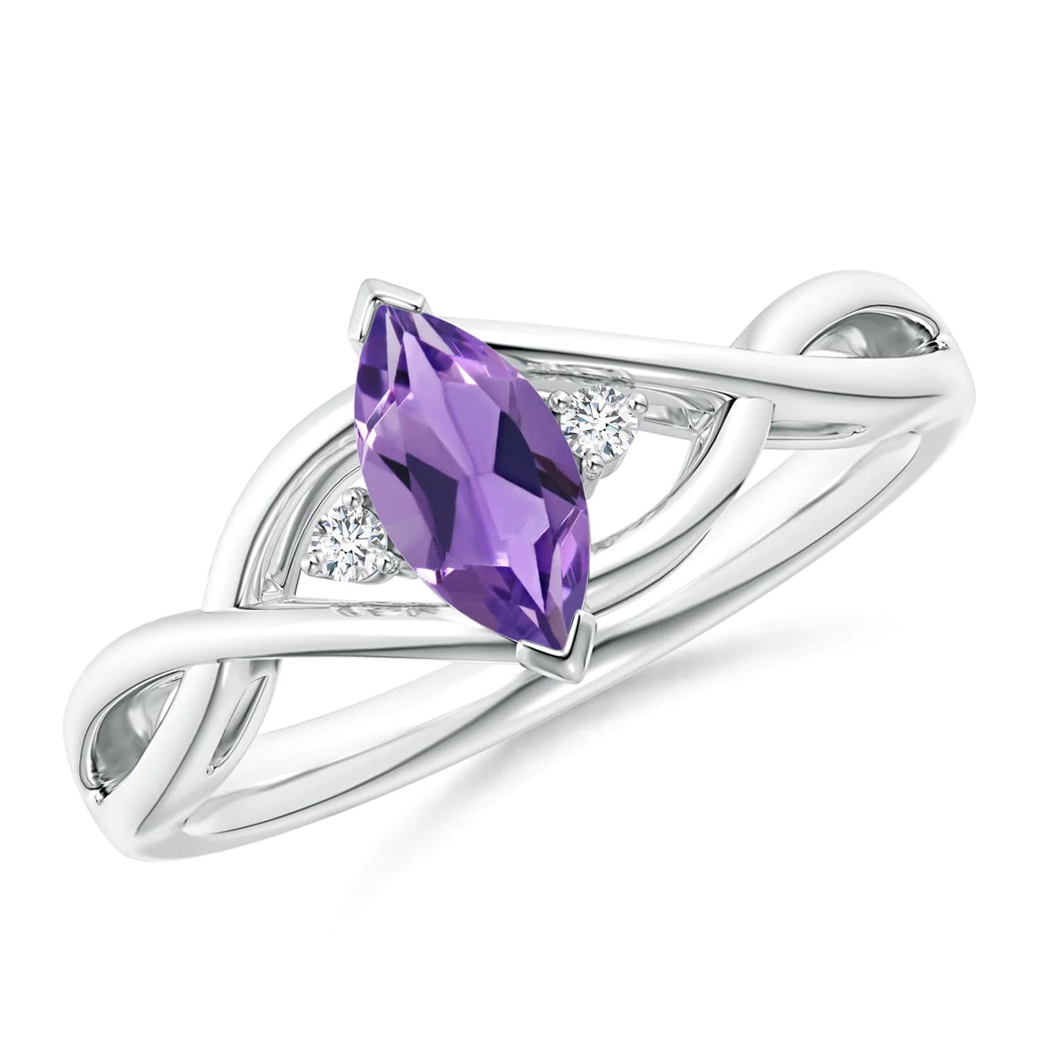 0.35 Carat Marquise Cut Amethyst 10K White Gold Engagement Ring for Women - Elegant Promise Ring, Anniversary Gift for Her - Perfect for Proposals, Valentine's Day & Special Occasions