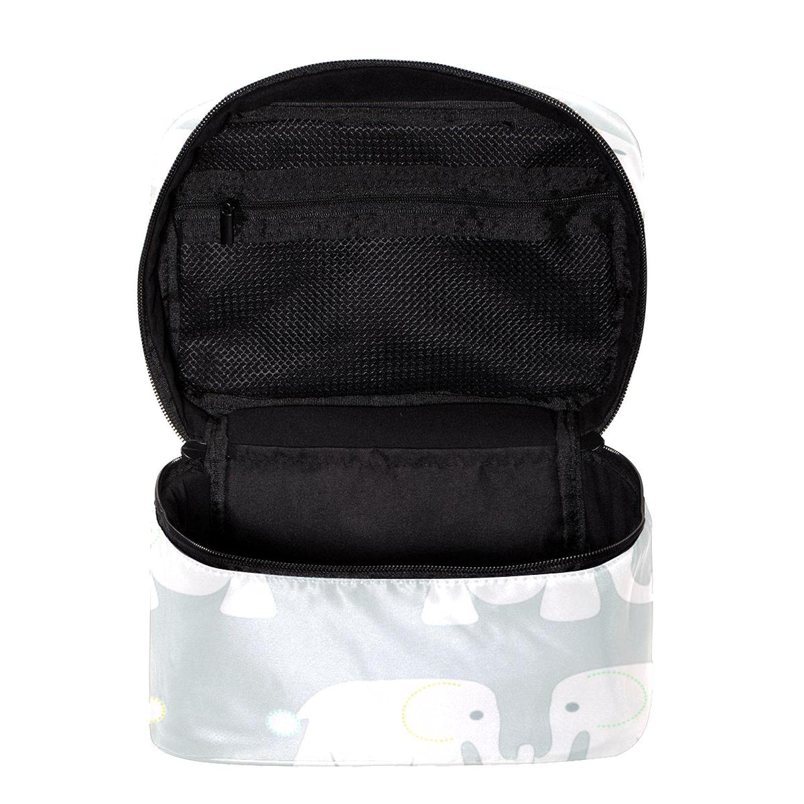 Large Gray Elephant Pattern Travel Makeup Bag - Waterproof Cosmetic Organizer with Zipper for Women & Girls | Perfect for Vacation, Gym & Daily Essentials Storage
