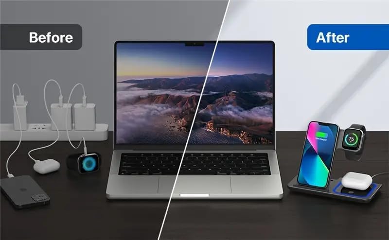 3-in-1 Fast Wireless Charging Station - Foldable Stand for iPhone, Samsung & More - White | Perfect for Home, Office & Travel Charging