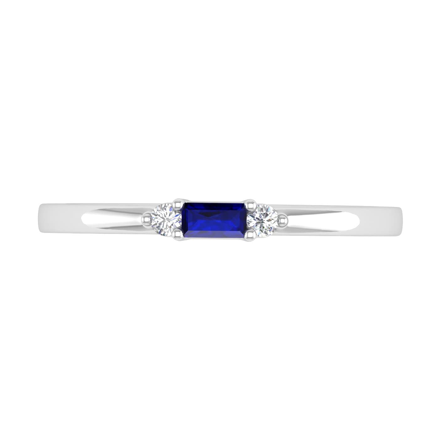 0.15 Carat Baguette Blue Sapphire & Round White Diamond Wedding Band Ring in 10K Gold - Elegant Bridal Jewelry for Engagement, Anniversary & Special Occasions
