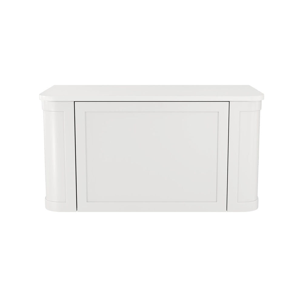 Fienza 90CM Mila Curved Satin White 900 Wall Hung Bathroom Vanity Cabinet - Perfect for Modern Bathroom Storage & Organization