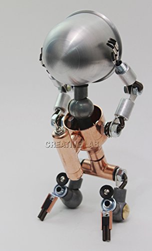 Original Creative Robot LED Art Toggle Switch Lantern - Unique Handmade Iron Metal Table Lamp for Bedroom, Living Room & Office Decor - Modern Industrial Desk Light for Nightstand, Bookshelf & Workspace