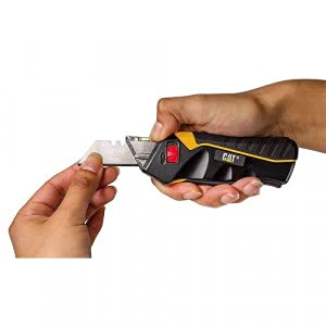 Caterpillar 980080 Small Squeeze Utility Knife - Auto Loading Hand Tool with Replaceable Blades for Construction, DIY & Workshop Use