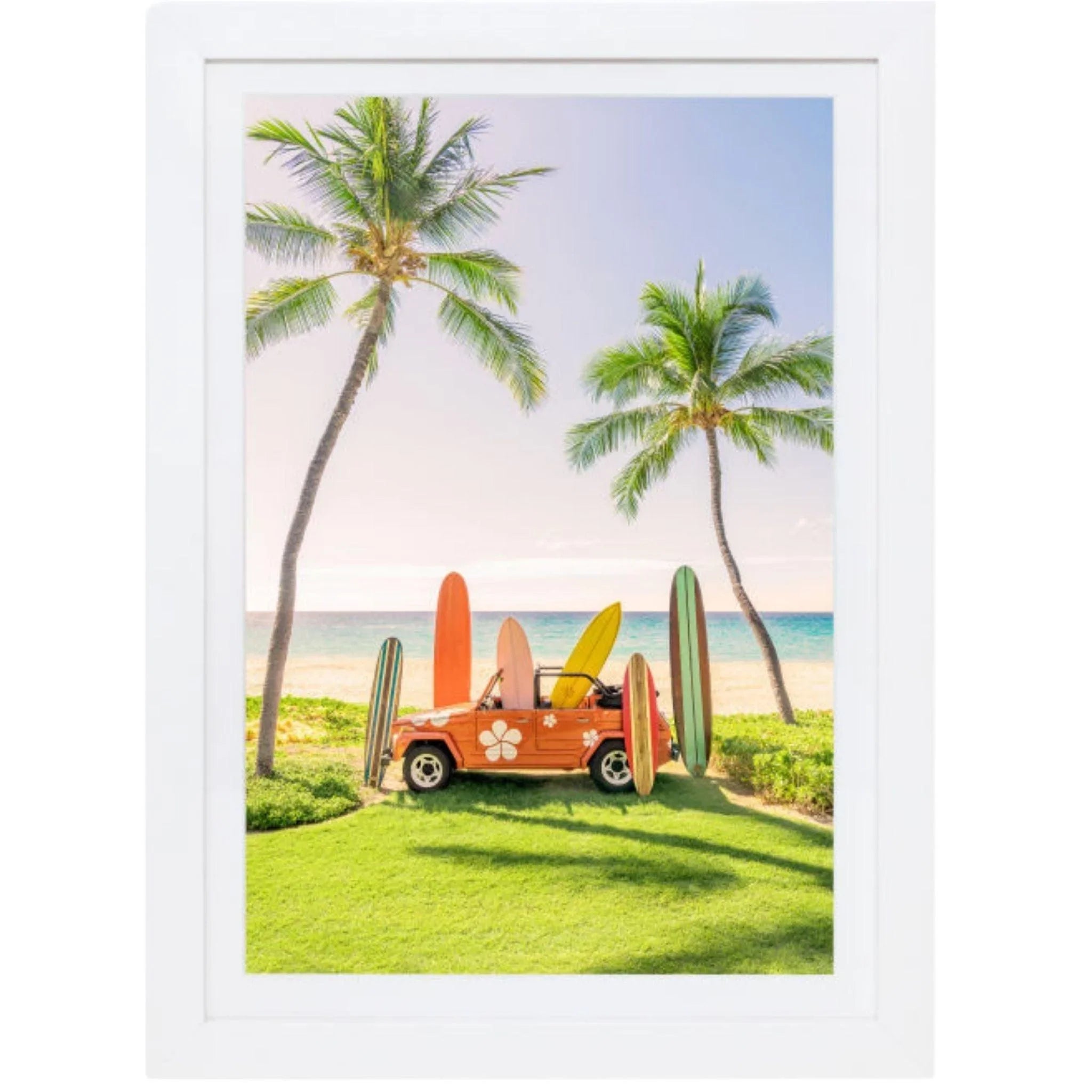 Gray Malin Mauna Kea Mini Framed Beach Buggy Vertical Print - Tropical Wall Art for Beach House Decor, Coastal Living Room & Vacation Home Aesthetic