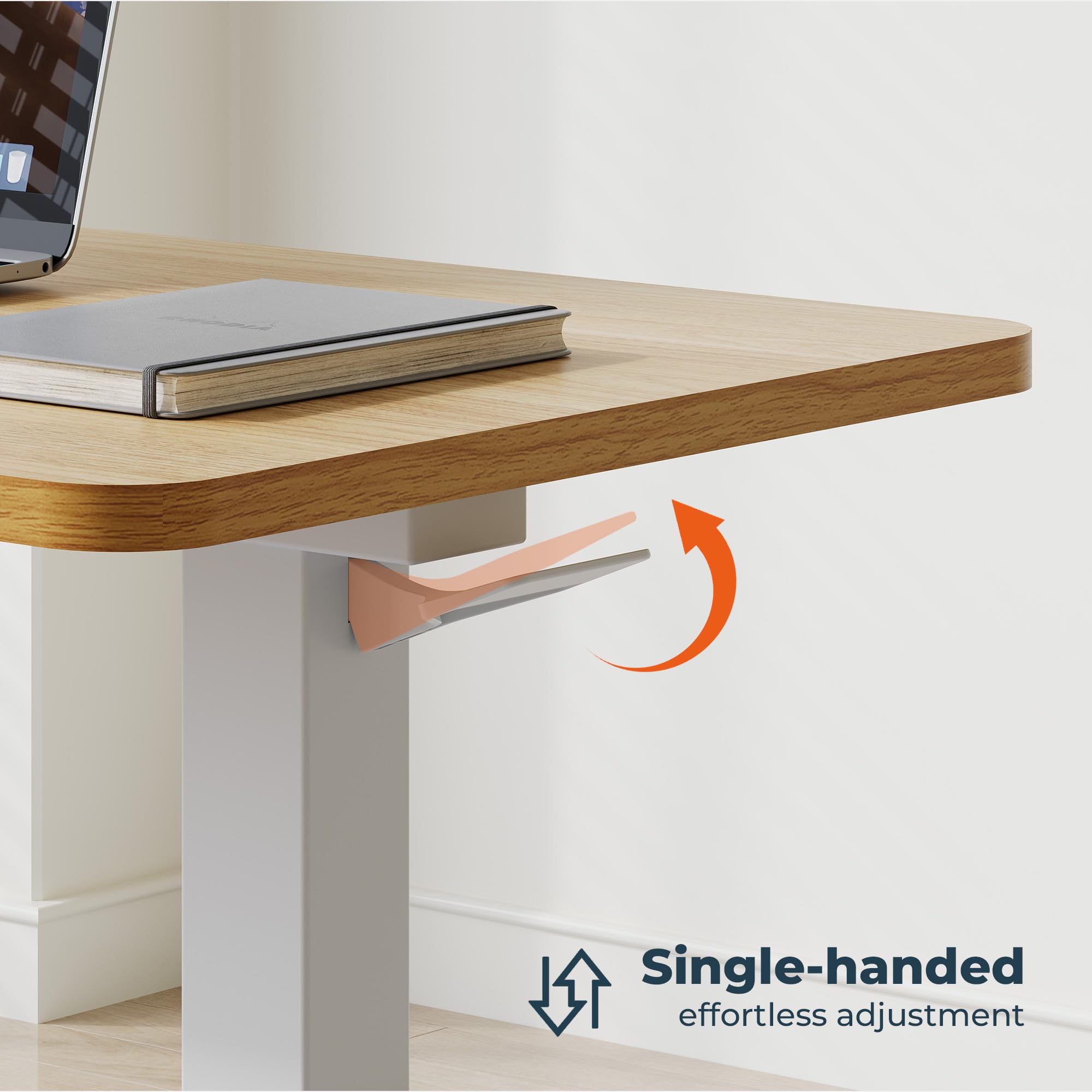 Adjustable Overbed Table with Wheels - Rolling Laptop Stand with Tray, Pneumatic Height Medical Bedside Table for Home & Hospital Use - Perfect for Eating, Working, Reading in Bed (Maple Finish)