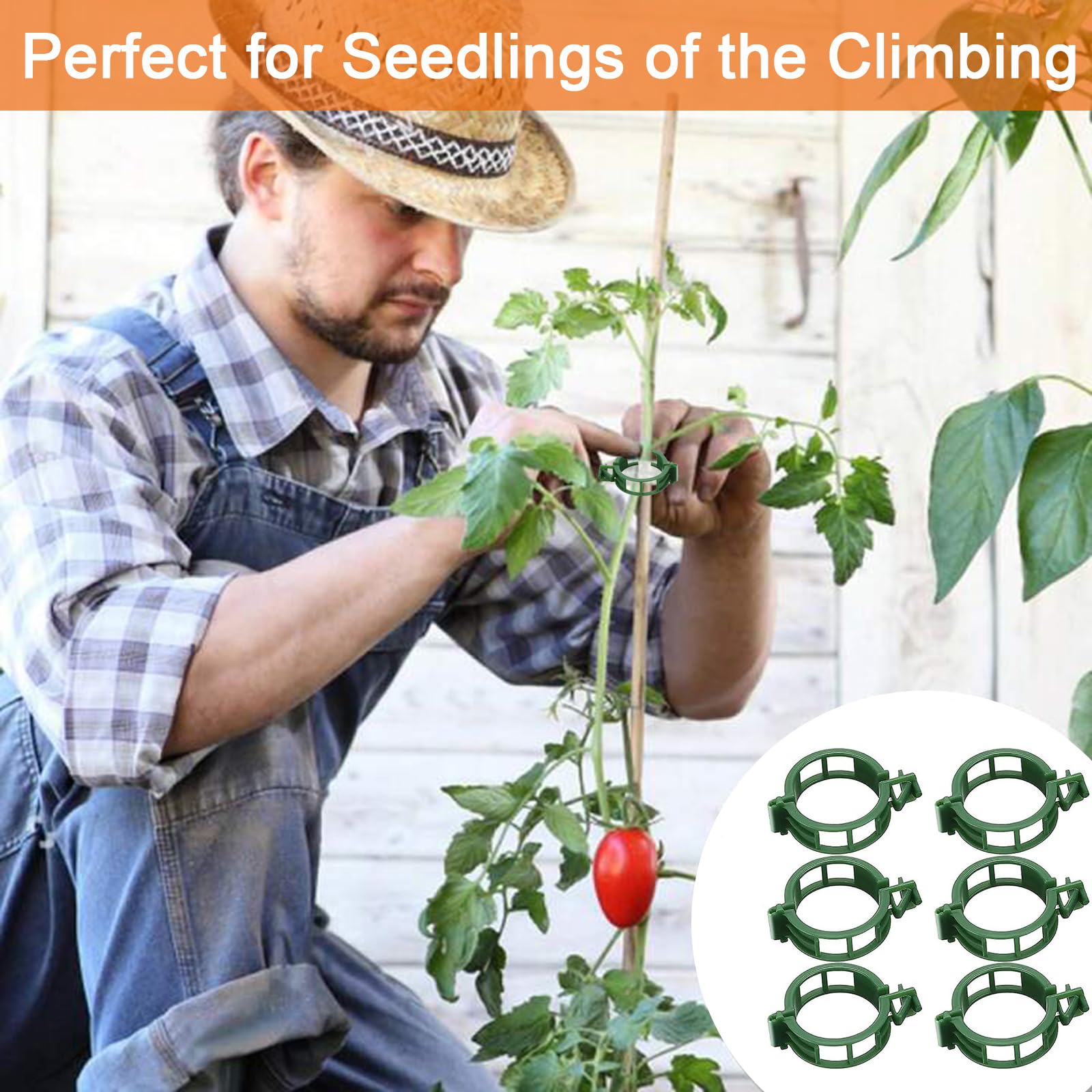 Upgraded Plastic Tomato Clips for Climbing Plants - Secure Plant Support Clips for Tomato Vines, Cucumbers & Garden Trellis | Durable Gardening Supplies for Indoor & Outdoor Use