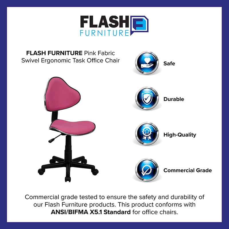 Whitney Blue Fabric Swivel Ergonomic Office Chair - Adjustable Height Task Chair with Lumbar Support for Home Office, Gaming & Workspace Comfort
