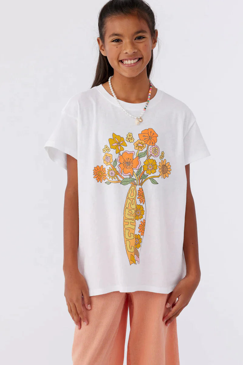 O'Neill Kids Girls Floral Print T-Shirt - Cute Flower Bouquet Design for Casual Wear, School & Playtime