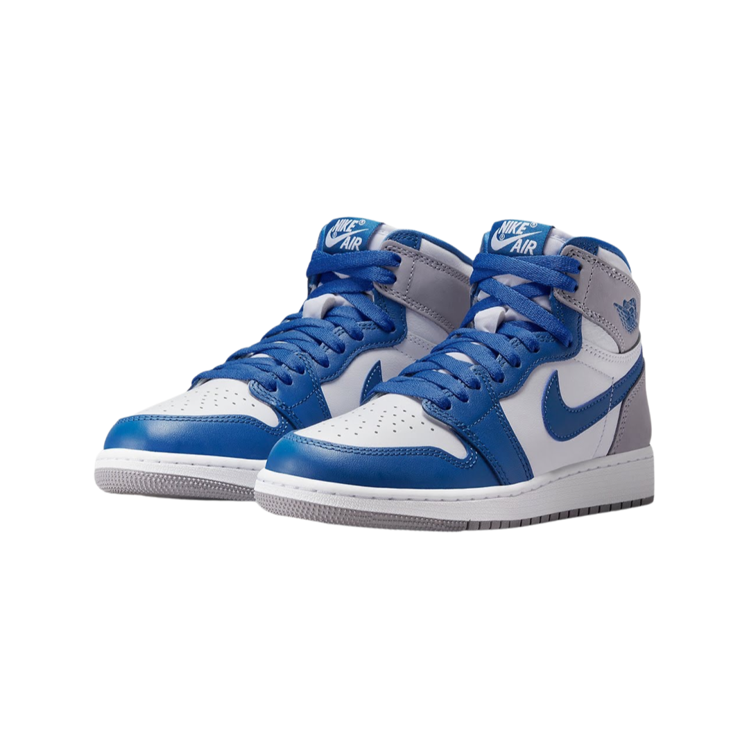 Air Jordan 1 High OG Retro GS Sneakers - True Blue, White & Cement Grey Colorway | Basketball Shoes for Women & Girls | Perfect for Streetwear, Gym & Casual Outfits