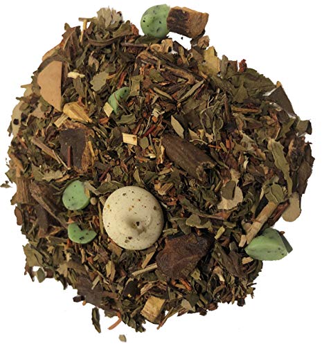 **Peppermint White Chocolate Blend - Caffeine-Free Herbal Tea with Carob, Mint Chips & Rooibos (1 lb) - Perfect for Relaxation & After-Dinner Sipping**