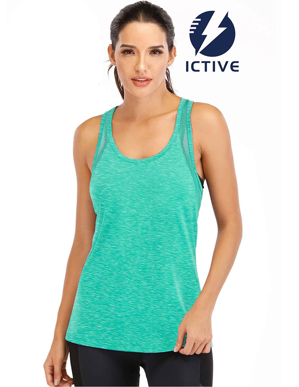 Fihapyli Active Workout Tank Tops for Women - Breathable Mesh Racerback Yoga Tops, Loose Fit Open Back Muscle Tank - Perfect for Gym, Running & Yoga