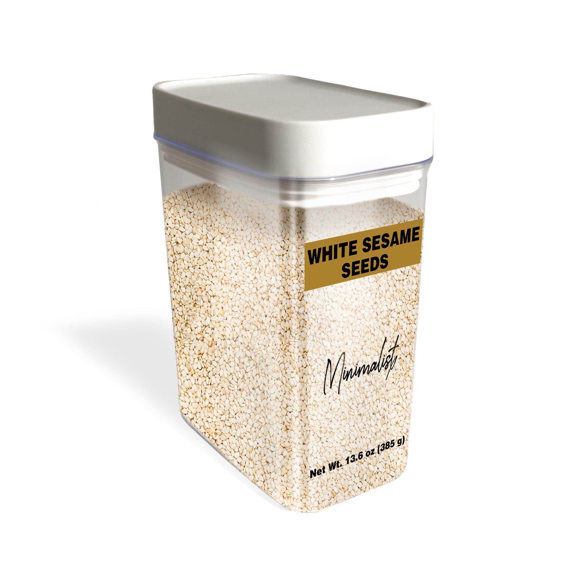 Organic White Sesame Seeds 13.6 oz - Non-GMO, Crunchy Topping for Sushi, Salads & Chicken - Minimalist Reusable Packaging - Perfect for Asian Cooking, Baking & Healthy Snacks