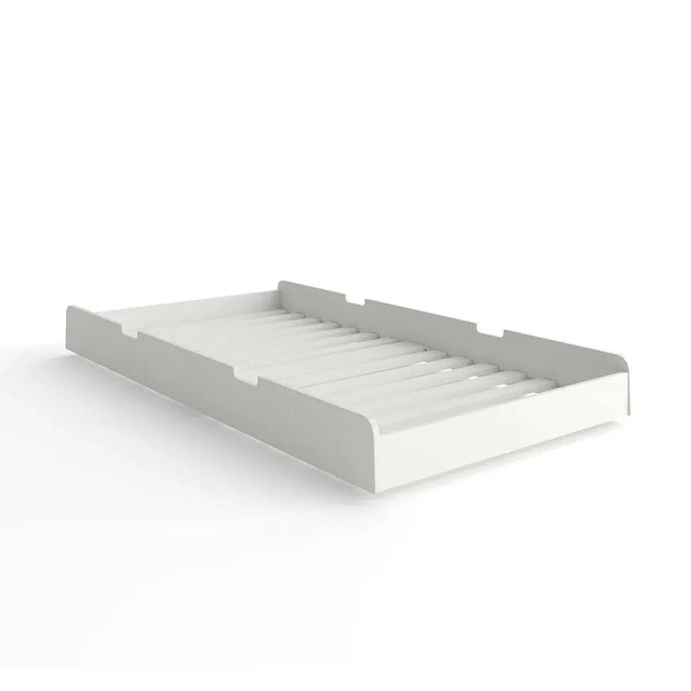 Oeuf River Bed Trundle Bed - White Twin Size Kids Trundle Bed with Storage | Perfect for Small Bedrooms, Guest Rooms & Kids' Sleepovers
