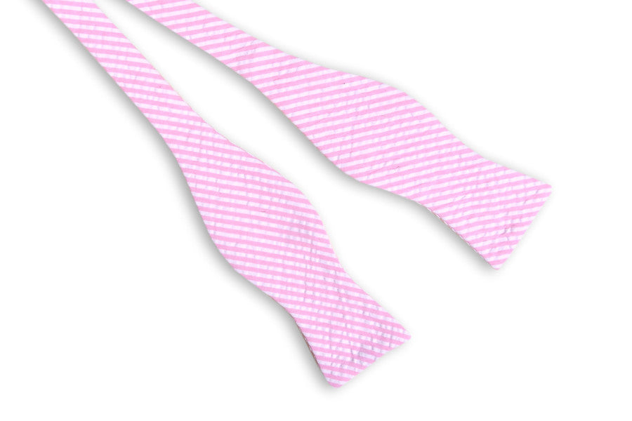Stylish Hot Pink Seersucker Striped Bow Tie for Men - Perfect for Weddings, Parties & Formal Events
