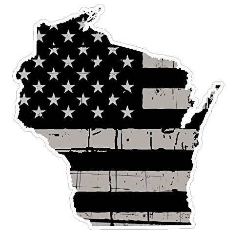 Premium Wisconsin State N49 Distressed Flag Vinyl Decal - USA Black & White State Pride Sticker for Cars, Trucks, Windows, Laptops - Waterproof 5 Inch Decal - Perfect for Tailgating, College Dorms & Patriotic Home Decor