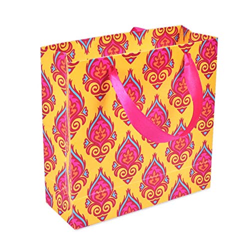 Premium Thick Card Gift Paper Bags - Pack of 10 (8x8x3 Inches) Small Size | Desi Groove Design | Perfect for Party Favors, Wedding Gifts & Retail Packaging
