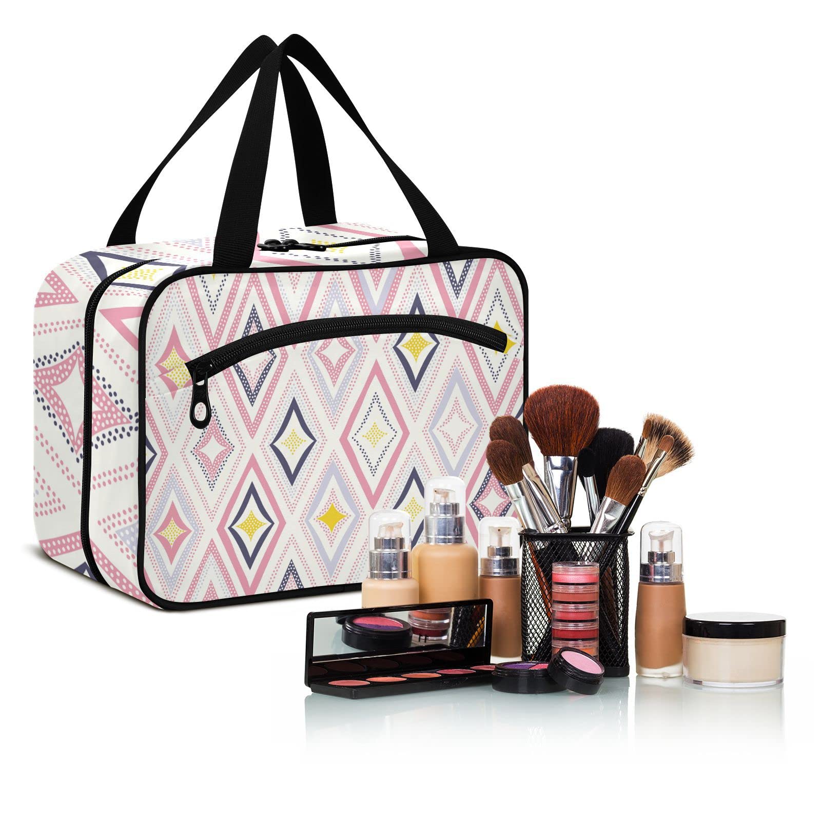 Polka Dot Travel Toiletry Bag - Large Hanging Cosmetic Organizer for Women, Perfect for Vacation & Gym