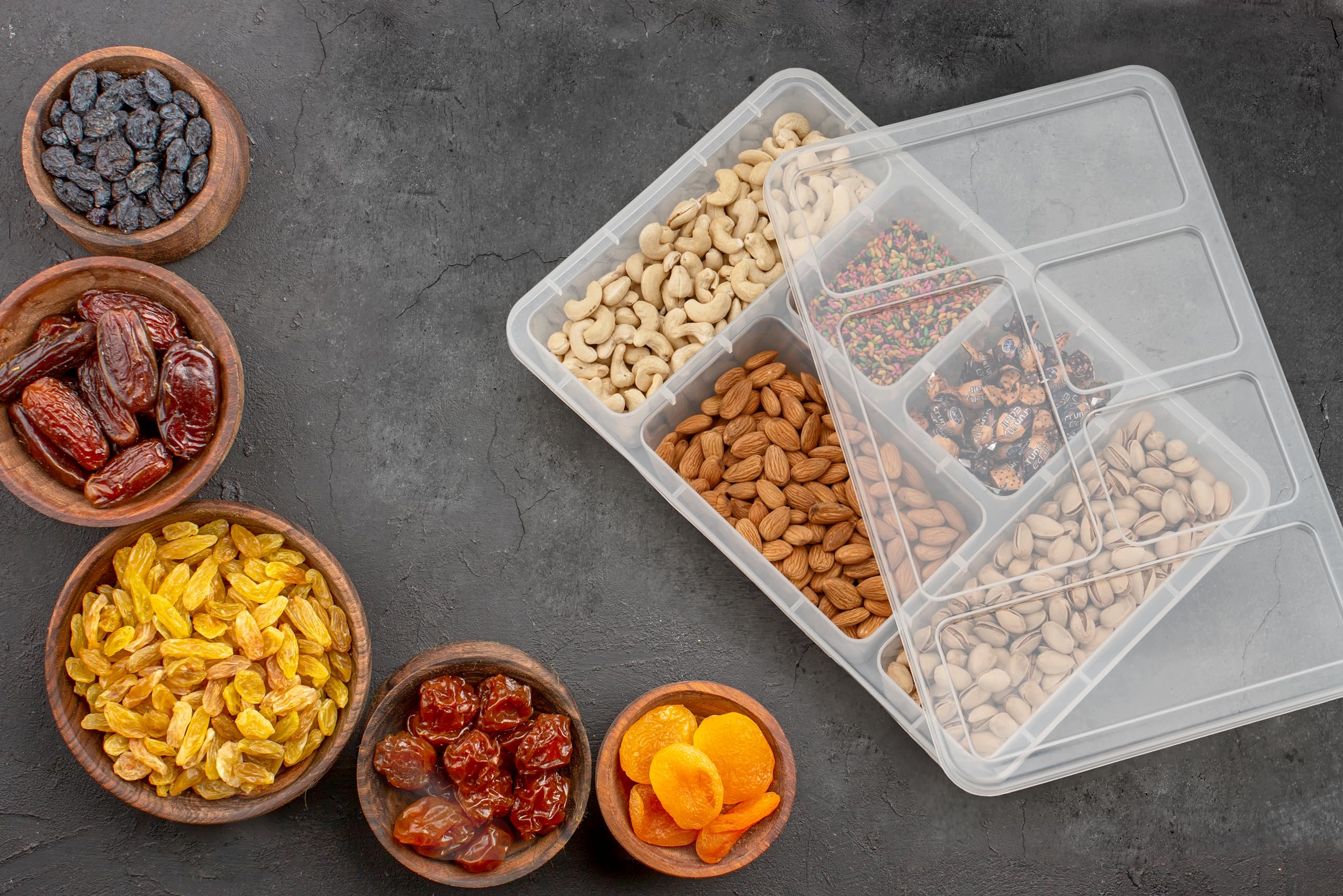 BPA-Free Plastic Airtight Food Storage Containers Set - 5 Compartment Fridge Organizer for Fresh Fruits, Vegetables, Meat & Fish | Kitchen & Pantry Organization | Meal Prep & Leftovers Storage