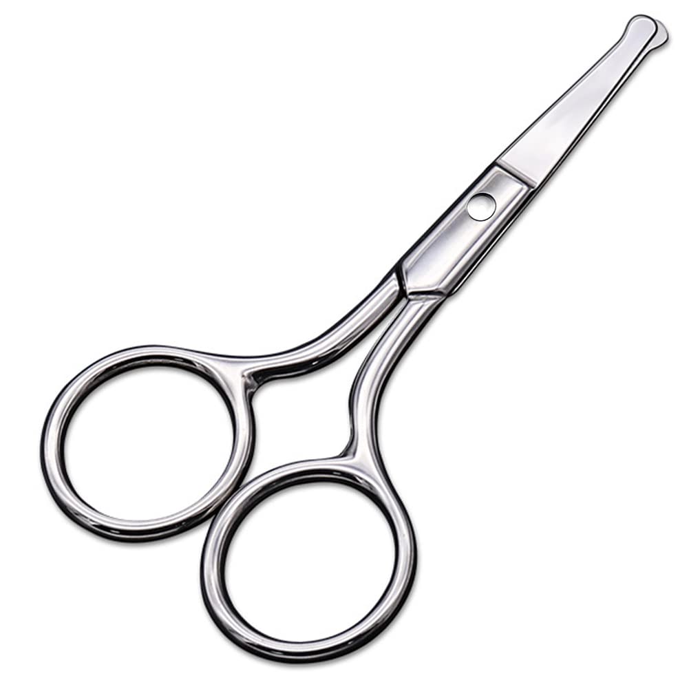 Professional Nose Hair Scissors & Precision Small Scissors Set - Stainless Steel Grooming Kit for Men's Facial Hair, Eyebrows, and Mustache Trimming - Perfect for Travel, Home, and Salon Use