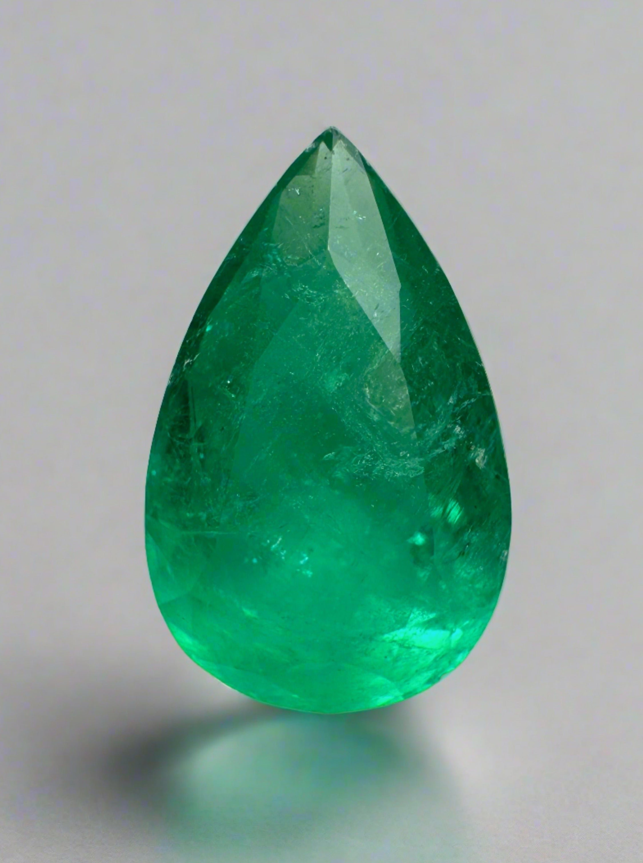 3.46 Carat 13x8mm Natural Colombian Emerald Pear Cut Loose Gemstone - Grass Green Color for Jewelry Making, Engagement Rings & Fine Collections
