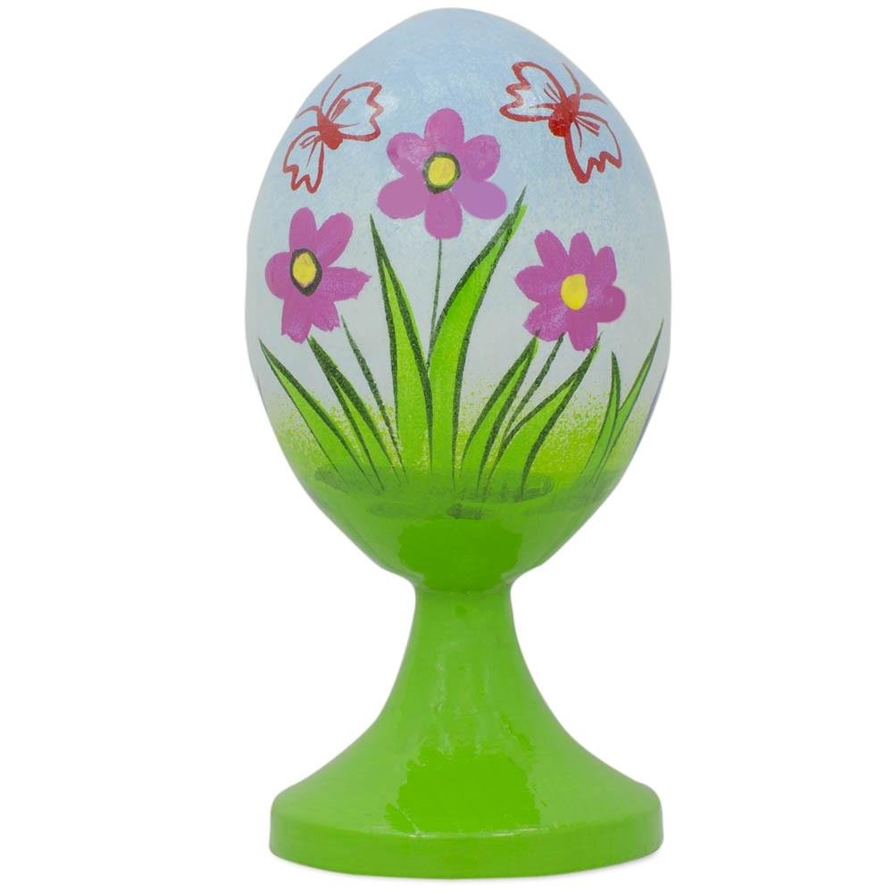 BestPysanky White Bunny Holding Easter Egg Wooden Figurine - Handcrafted Easter Decor, Spring Home Decoration, Gift for Kids & Collectors - Perfect for Easter Basket, Table Centerpiece, and Holiday Display