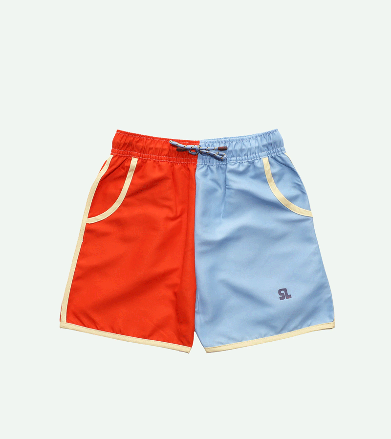 Sticky Lemon Men's Rugby Red & Badminton Blue Swim Shorts - Quick Dry, Comfortable for Swimming, Beach, and Sports Activities