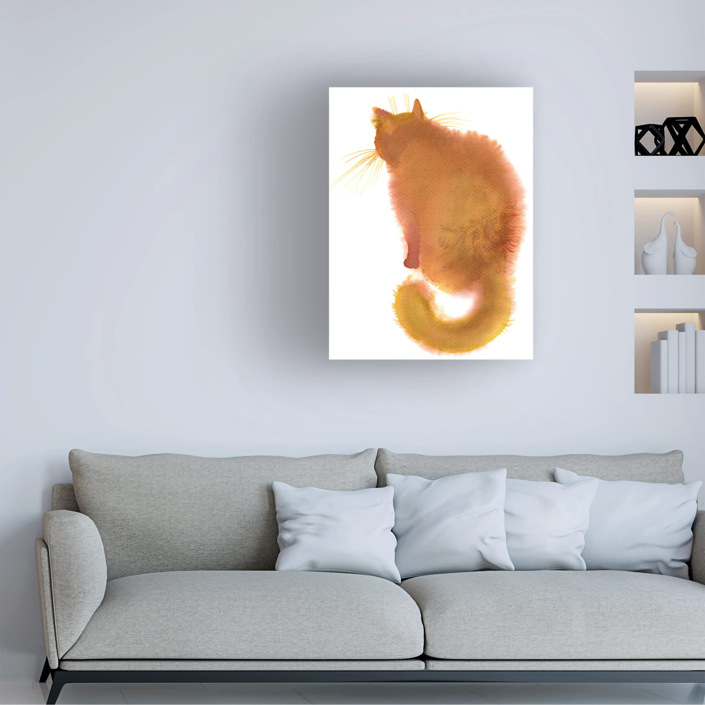 Trademark Fine Art 'Ginger Cat' Canvas Wall Art by Elena Bolgova - Hand-Painted Home Decor for Living Room, Bedroom & Office