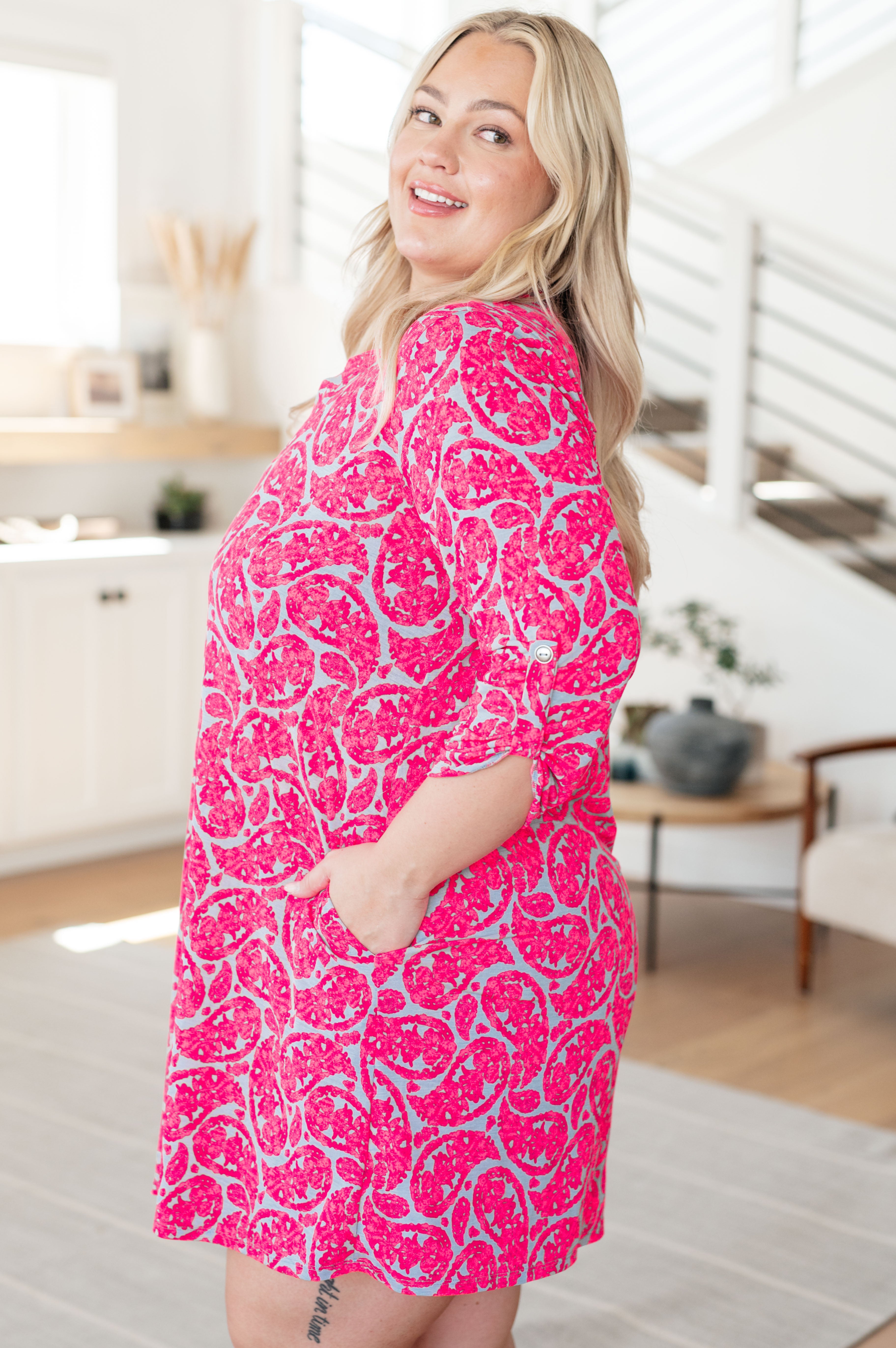 Lizzy Dress in Grey and Pink Paisley Print - Flowy Boho Maxi Dress for Women | Perfect for Summer Vacations, Beach Weddings & Date Nights