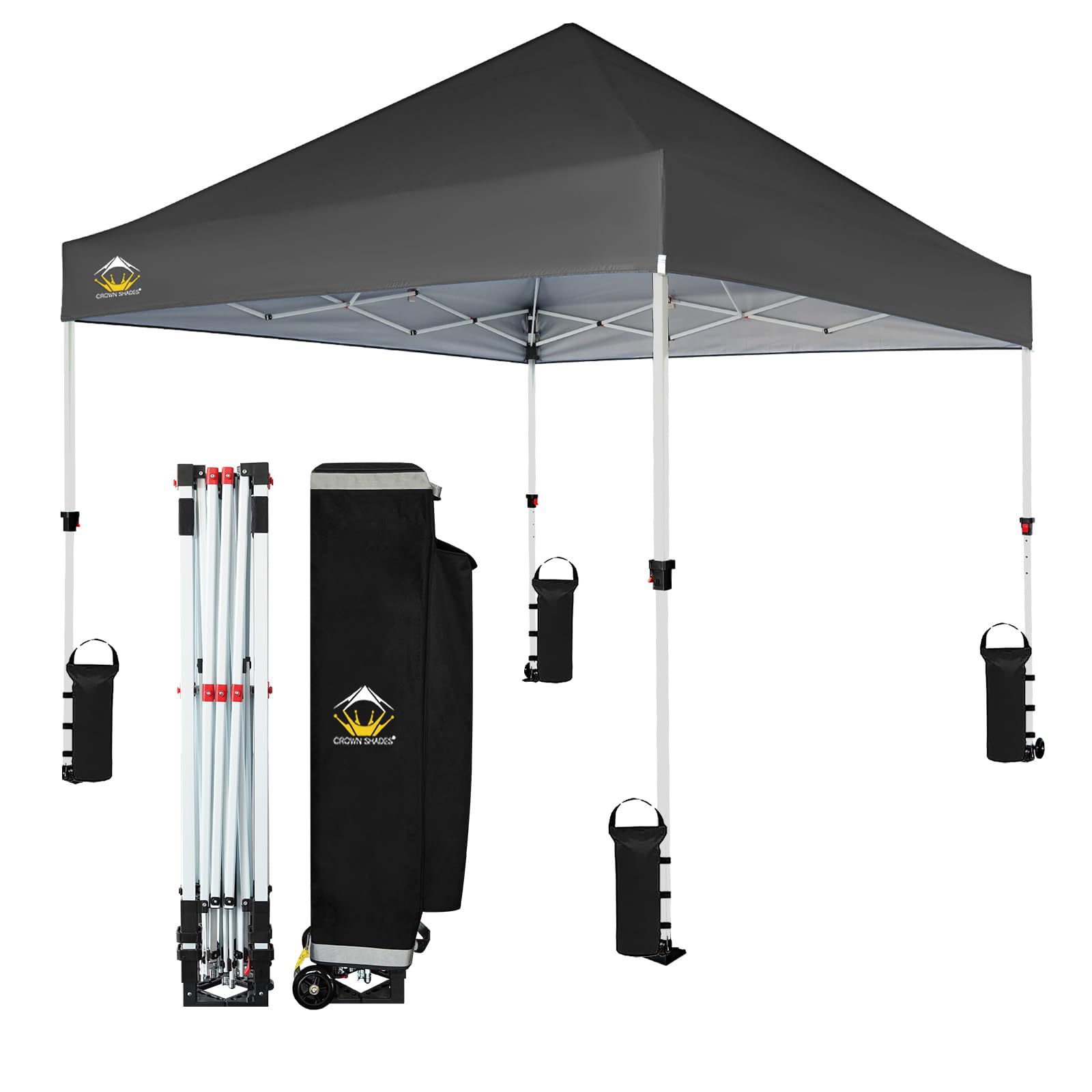 Premium 10x10 Heavy Duty Pop Up Canopy Tent - 400D Oxford Fabric for Extra Sun Protection - Commercial Grade Shelter for Trade Shows, Outdoor Events, Tailgates & Backyard Parties (Gray) - Perfect for Business Booths, Beach Days & Camping Trips