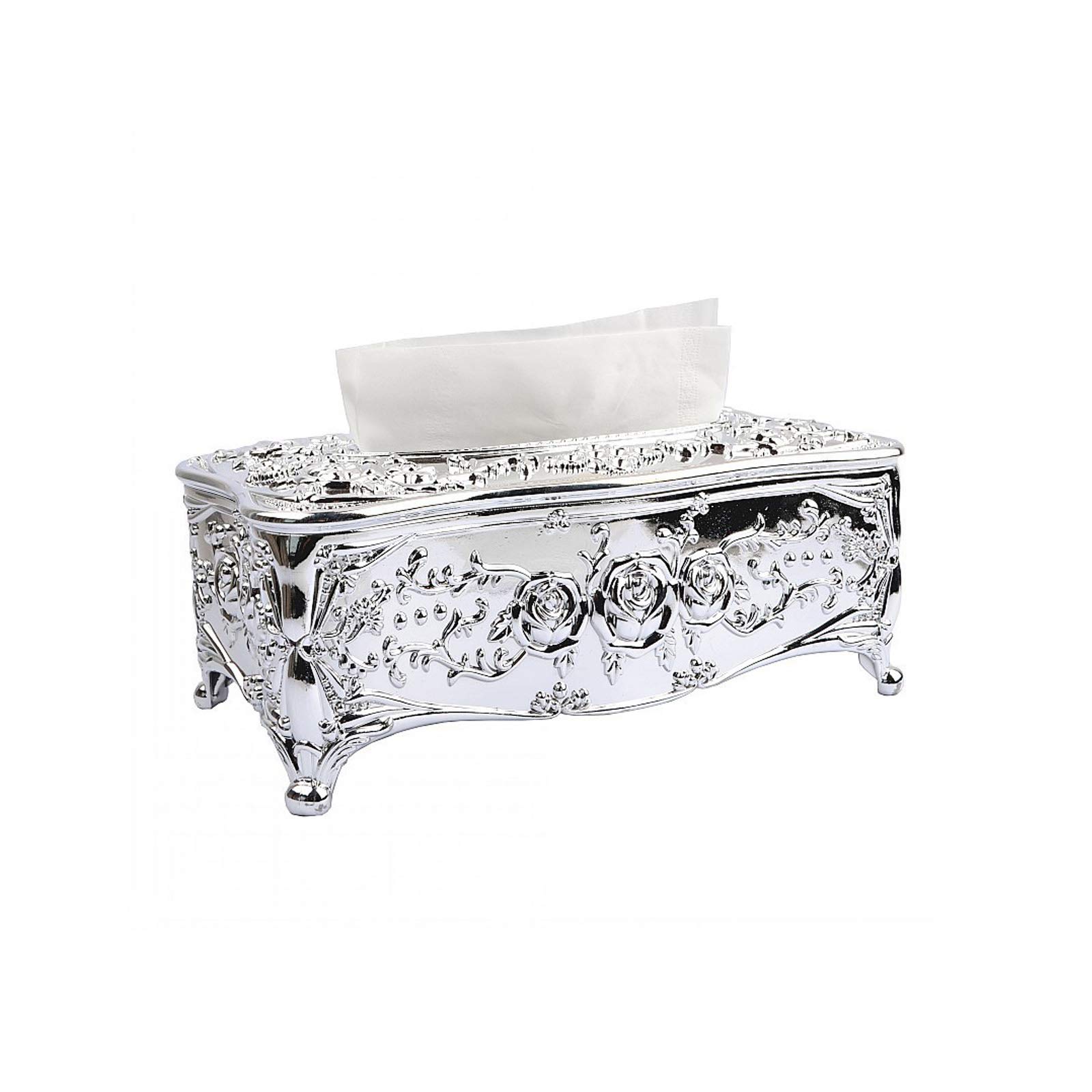 Luxury Rose Gold Tissue Box Cover - Elegant Acrylic Rhinestone Decor for Bathroom, Bedroom, Office & Living Room | Perfect for Vanity Countertops, Dressers, Nightstands & Desks (Silver) - Home Decor & Gift Idea