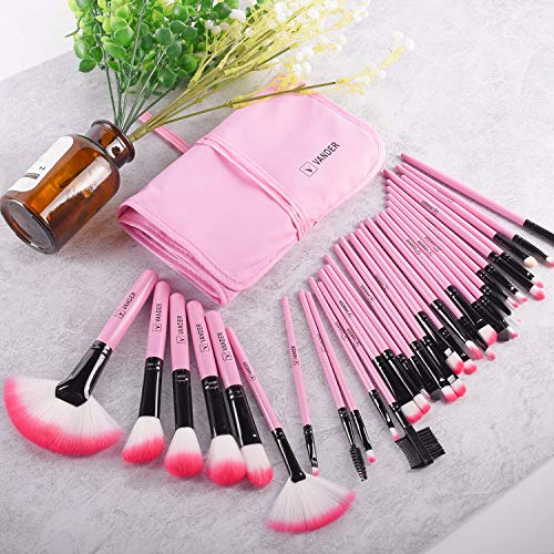 32 Pcs Professional Makeup Brush Set for Women with Case - Perfect for Travel & Home Use