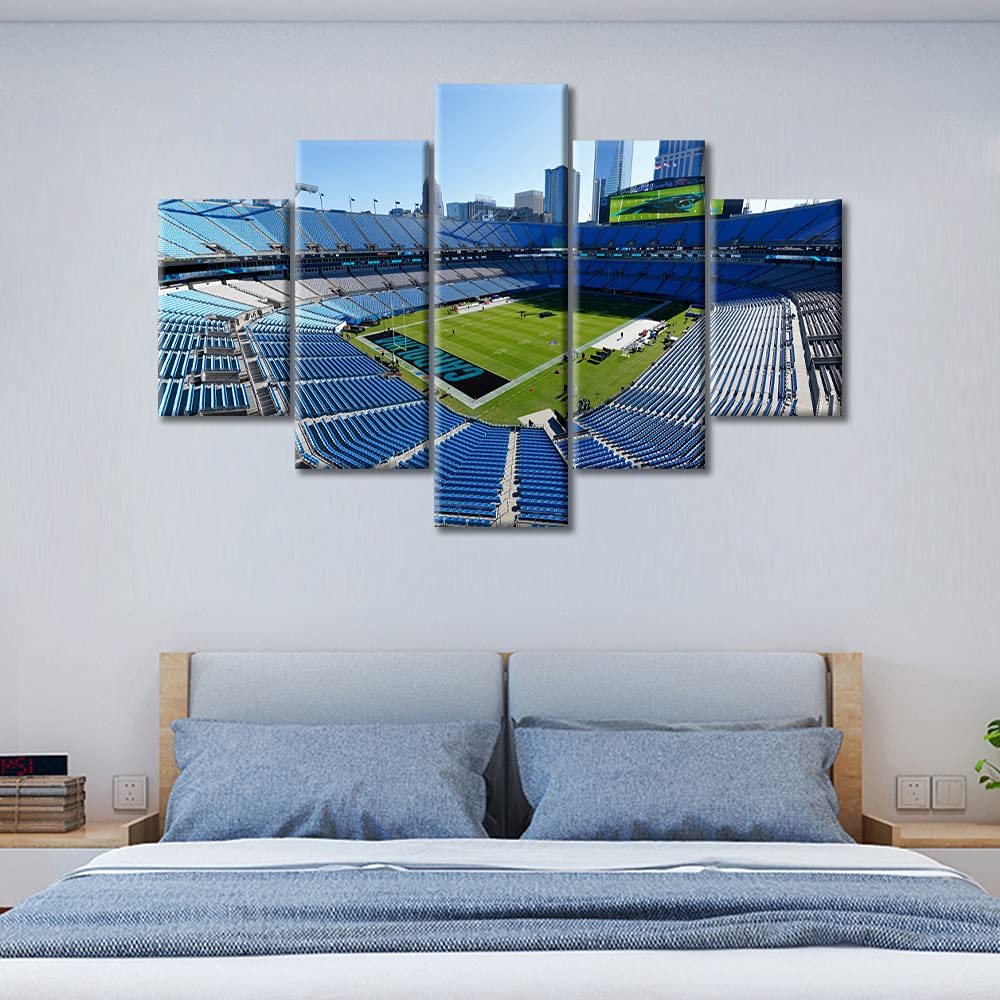 5-Piece American Soccer Poster Wall Art Set - Bank of America Stadium Canvas Print with Wooden Frame (60