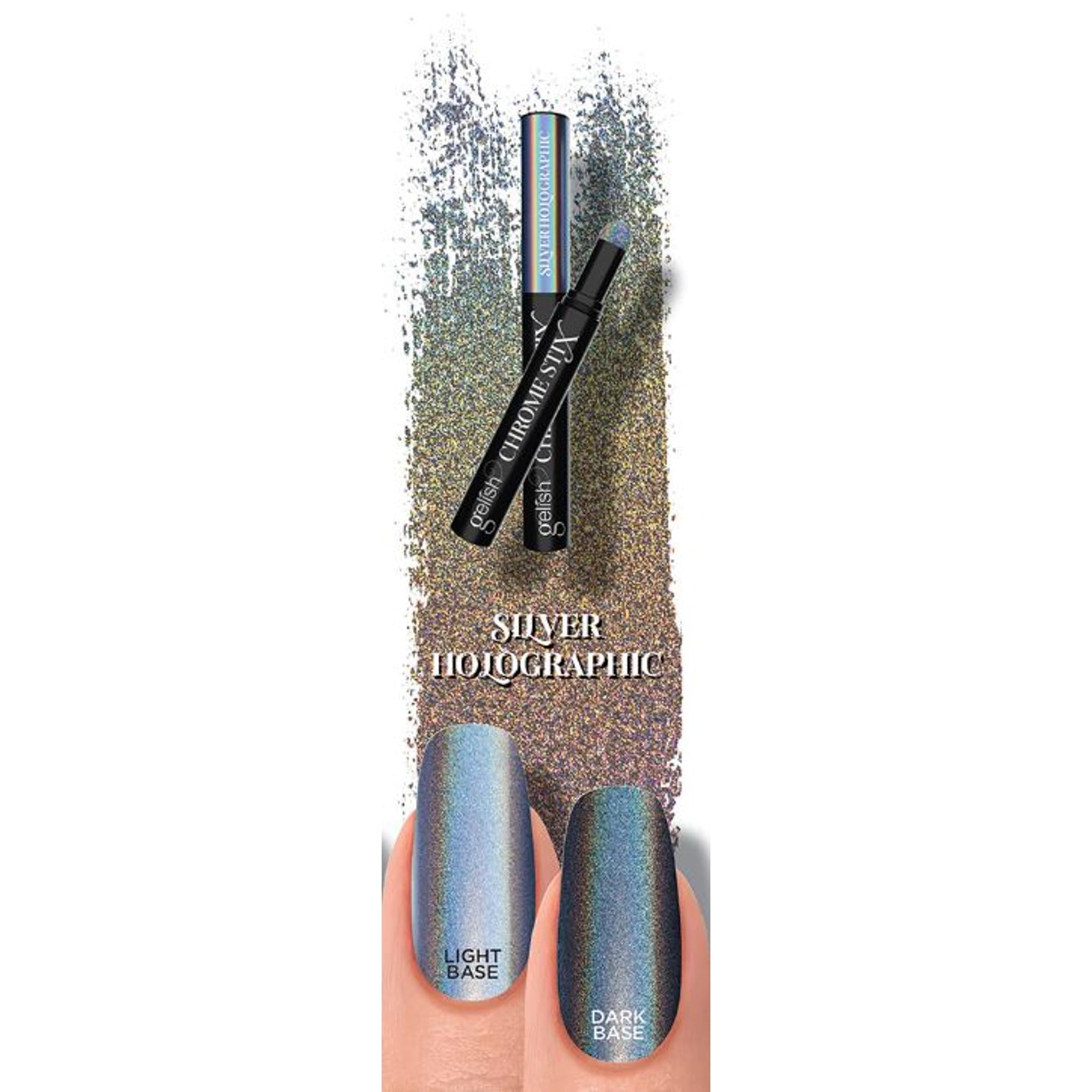 Gelish Chrome Stix Silver Holographic Nail Polish - 0.17 oz Long Lasting Metallic Shine for Manicures & Pedicures - Perfect for Parties, Weddings & Special Occasions